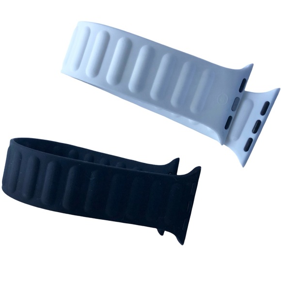 2 SOLO Loop Silicone Bands Apple Watch 38/40/41mm Size 10 LARGE White Black - Picture 3 of 8